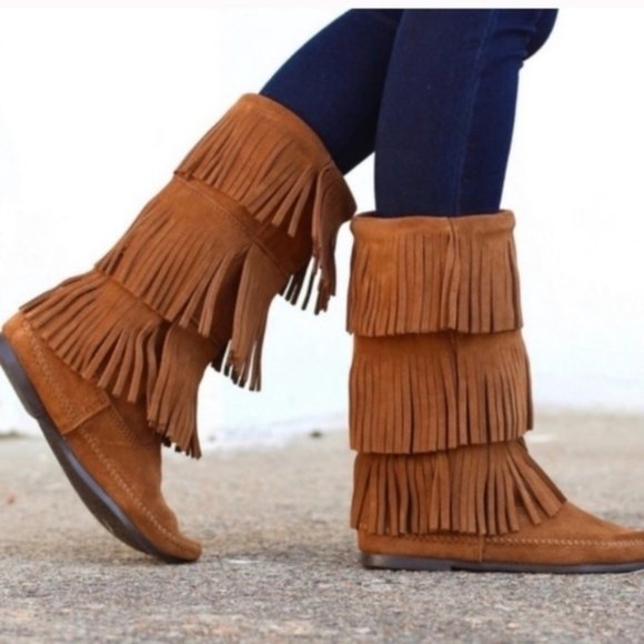 layered fringe boots